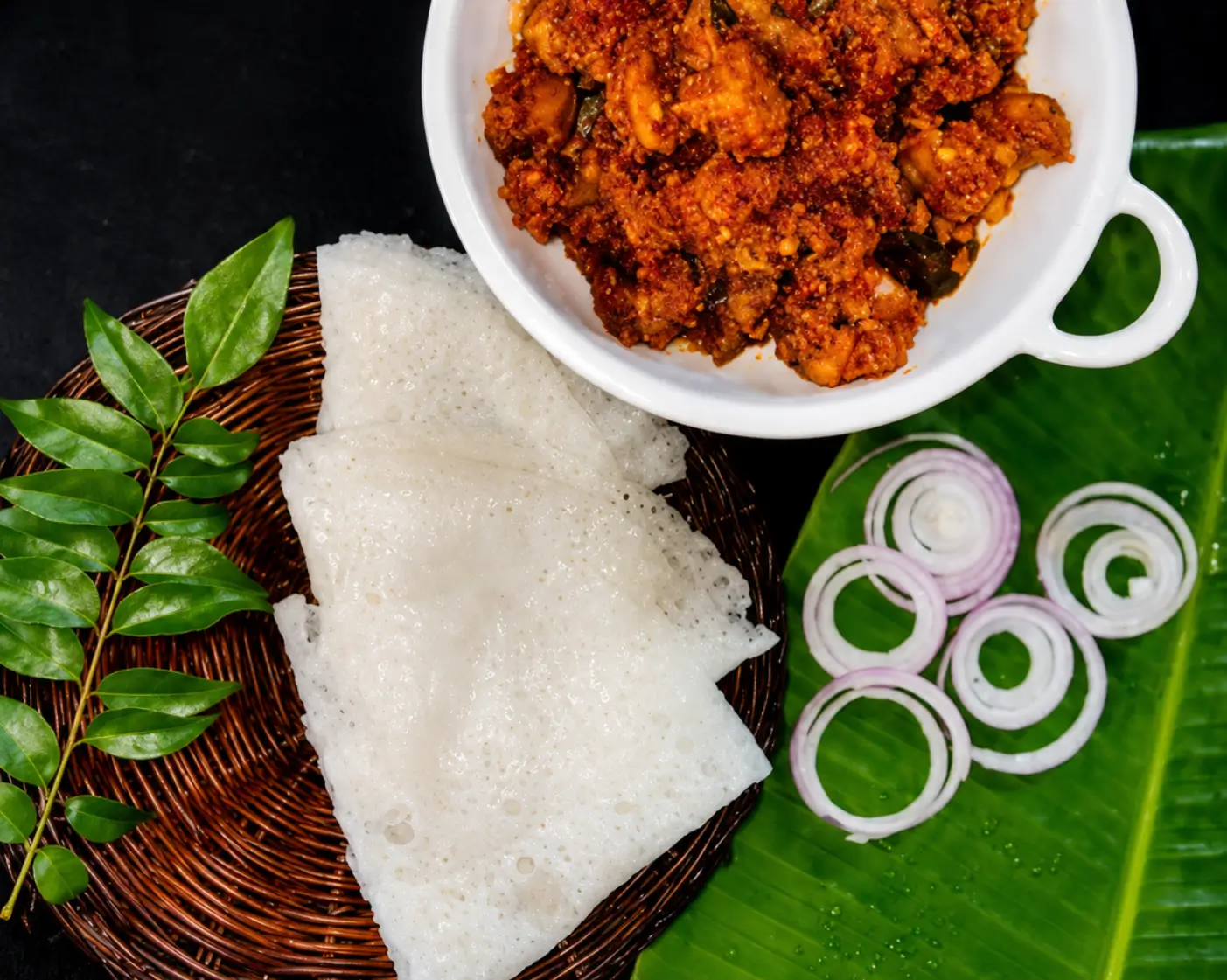 Neer Dosa with Curry